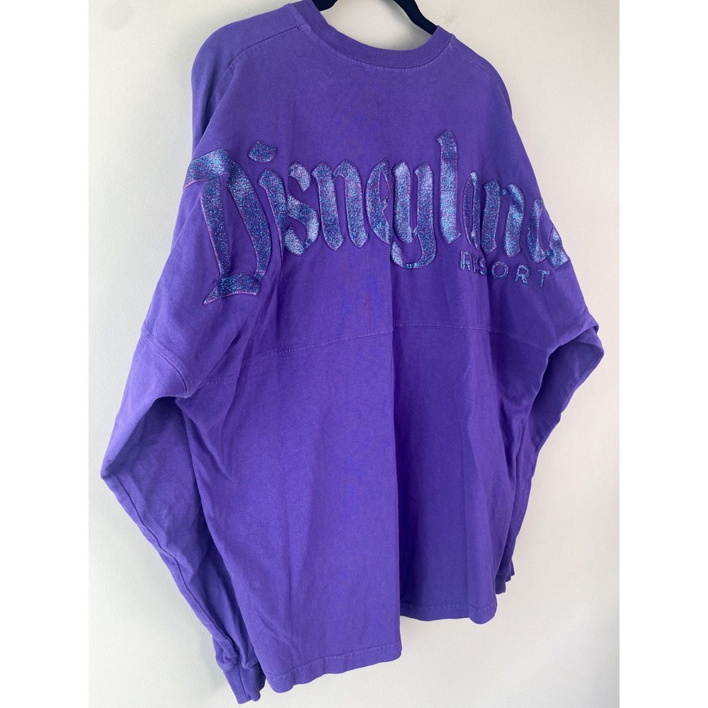 Disney Park Spirit Jersey M Purple Disneyland Resort Sparkle Puff Paint Spellout - Picture 6 of 9
